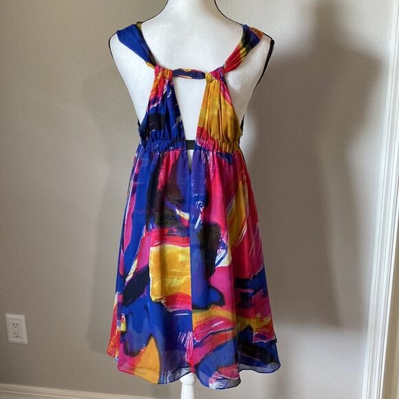 DVF Diane von Furstenberg "Belleview" Plunge Neck Sleeveless Silk Dress - Picture 3 of 9